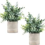 2 Pack Sage Green Eucalyptus Potted Artificial Plants