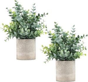 2 Pack Sage Green Eucalyptus Potted Artificial Plants