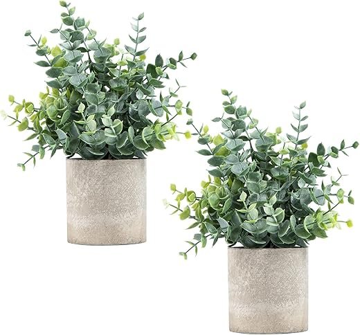 2 Pack Sage Green Eucalyptus Potted Artificial Plants