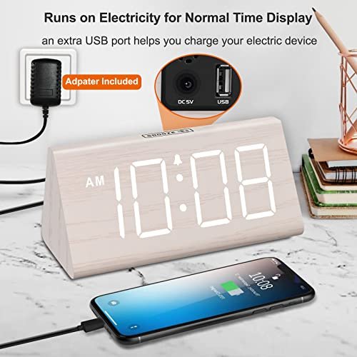 DreamSky Wooden Digital Alarm Clock: Stylish & Functional