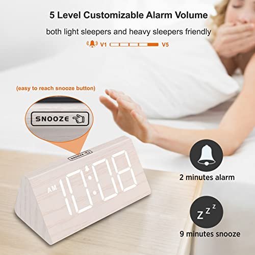 DreamSky Wooden Digital Alarm Clock: Stylish & Functional
