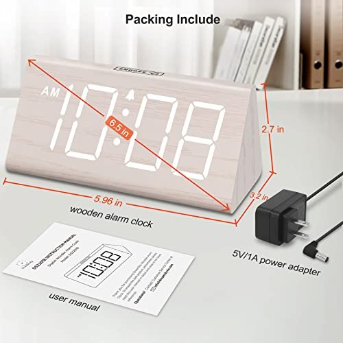 DreamSky Wooden Digital Alarm Clock: Stylish & Functional