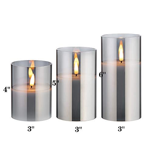 Elegant Silver Grey Flameless LED Candle Set with Remote