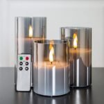 Elegant Silver Grey Flameless LED Candle Set with Remote