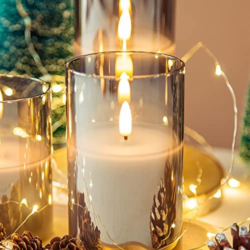 Elegant Silver Grey Flameless LED Candle Set with Remote