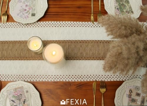 FEXIA 72" Boho Macrame Table Runner with Tassels