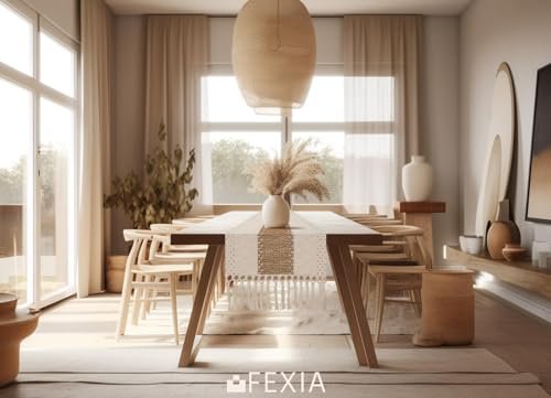 FEXIA 72" Boho Macrame Table Runner with Tassels