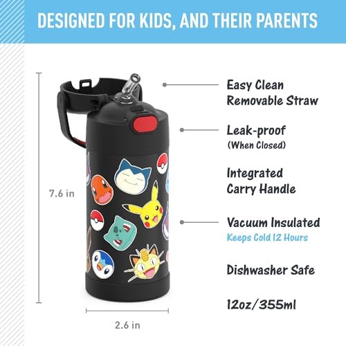 Pokémon THERMOS FUNTAINER 12oz Kids Water Bottle with Straw
