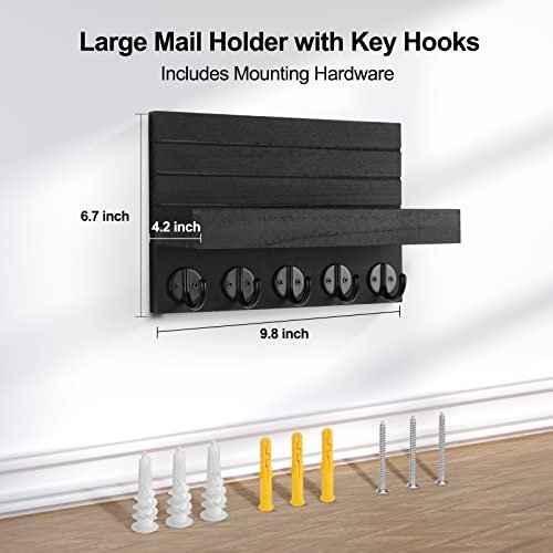 Rustic Paulownia Wood Key Holder with Shelf & Hooks