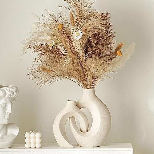 Snuggle Hollow Boho Ceramic Vase Set - Nordic Aesthetic