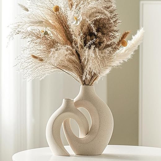 Snuggle Hollow Boho Ceramic Vase Set - Nordic Aesthetic