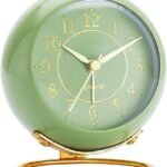 Vintage Olive-Green Silent Analog Alarm Clock