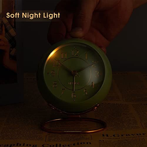 Vintage Olive-Green Silent Analog Alarm Clock