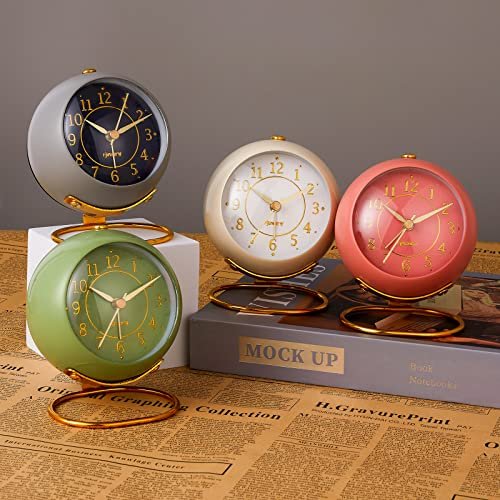 Vintage Olive-Green Silent Analog Alarm Clock